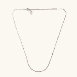 Micro Silver Herringbone Necklace